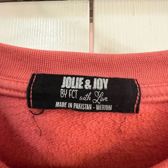 Jolie and Joy Crew Crew Neck Smiley Face Happy Sweatshirt Coral color - Picture 6 of 6